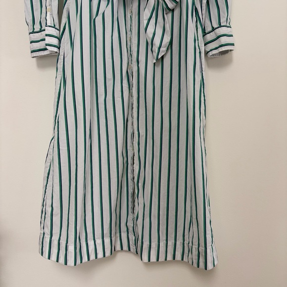 SALE Universal Thread Cotton Striped Buttoned Shirt Midi Dress Small White Green - Picture 3 of 9